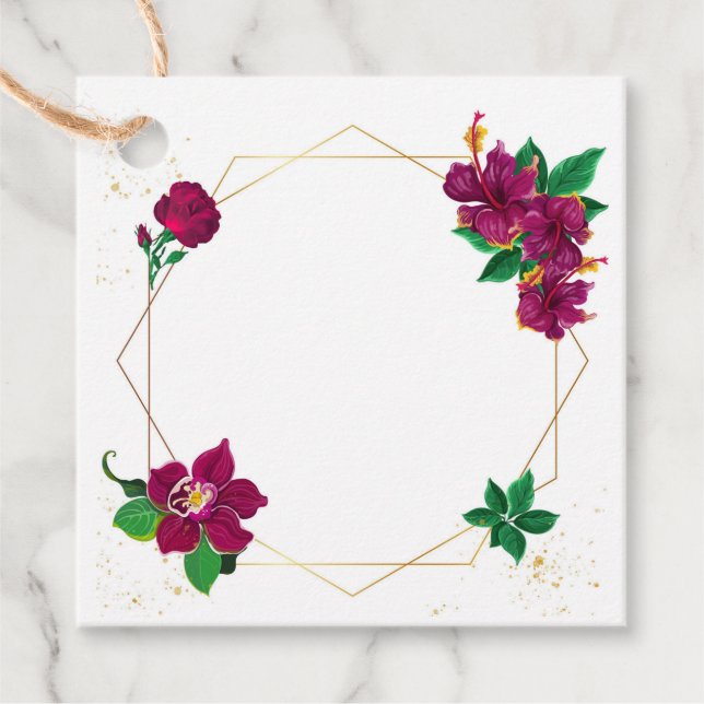 flores de hibisco românticas - etiqueta de favor g (Frente)