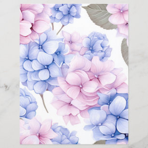 Flores de hortênsia em aquarela decoupage tissue