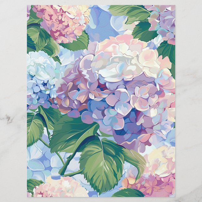 Flores de hortênsia em aquarela decoupage tissue (Frente)