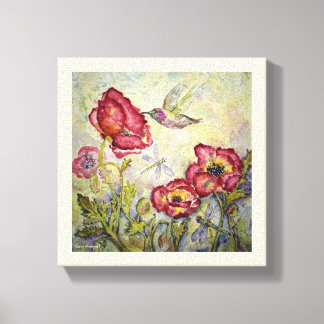 Flores de Hummingbird Canvas de Impressão de Aquar