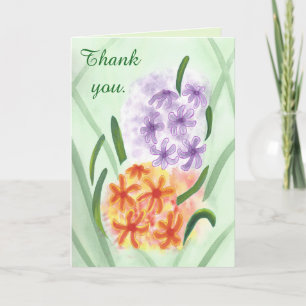 Flores de Hyacinth Laranja Roxo Obrigado Cartões