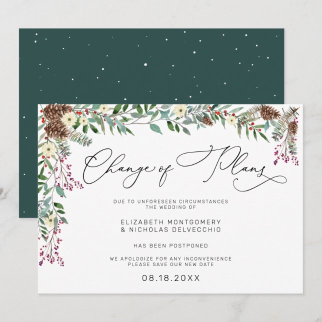Flores de Inverno | Anúncio de Casamento Adiado (Frente/Verso)