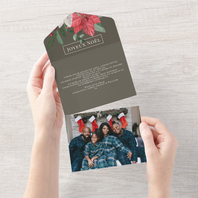 Flores de Inverno Joyeux Noël Cartão de Natal Eleg (Aba destacável)