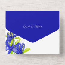 Flores de Íris Índigo Elegantes Pintadas à Mão