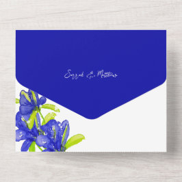 Flores de Íris Índigo Elegantes Pintadas à Mão
