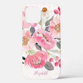 Flores De Jardim Rosa De Aquarela