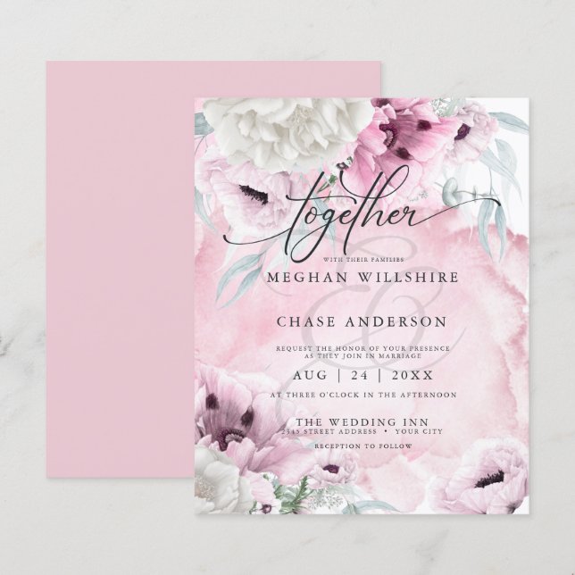 Flores de Lâmpada Rosa de Aquarela Elegante do bar (Frente/Verso)