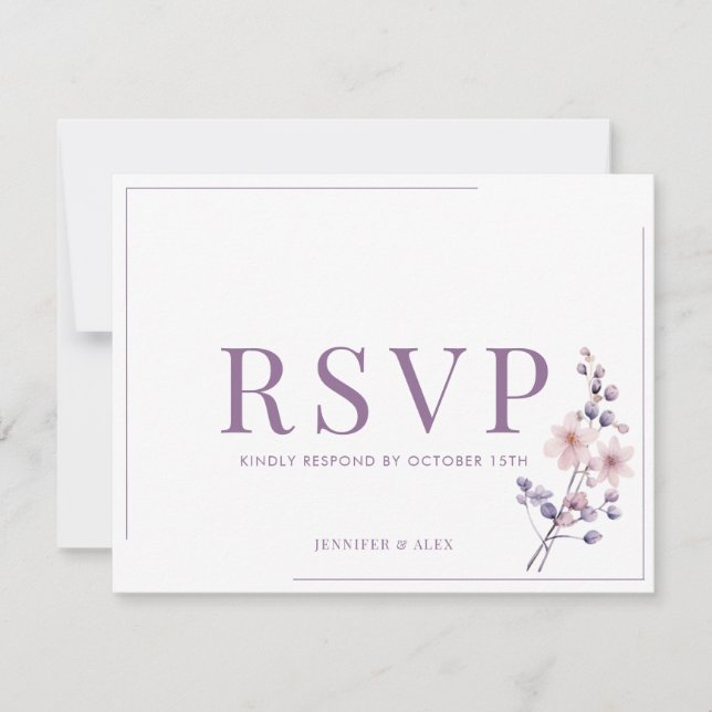 Flores de Lilás Moderno Elegante RSVP (Frente)