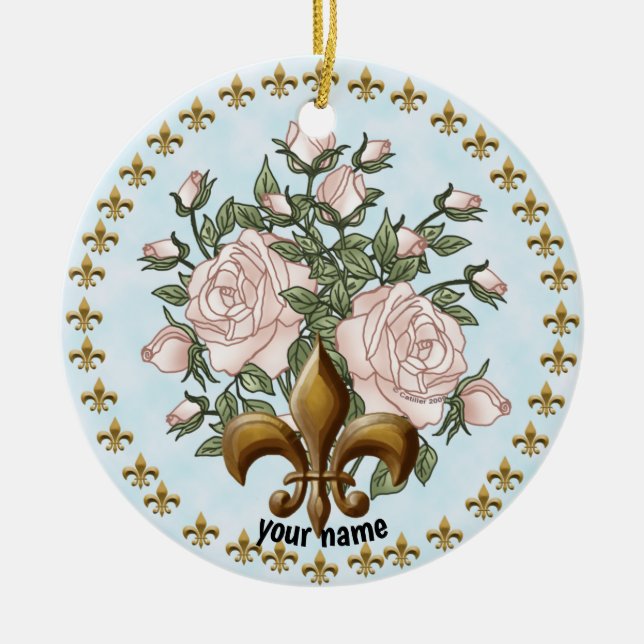 Flores De Lis Rosas Enfeite (Frente)