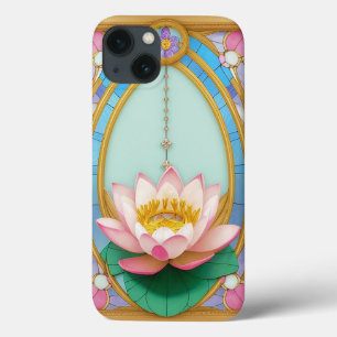Flores de Lótus em Flor com Moldura Dourada Artíst