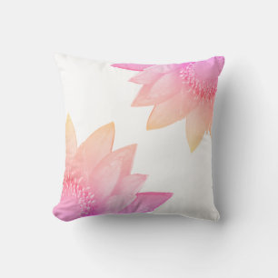 Flores de Lótus Rosa Pastel em Almofada de Lançar