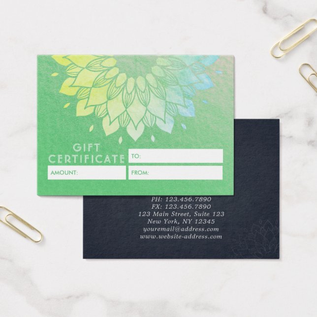 Flores de Mandala Douradas do Certificado de Prese (Escritótio)