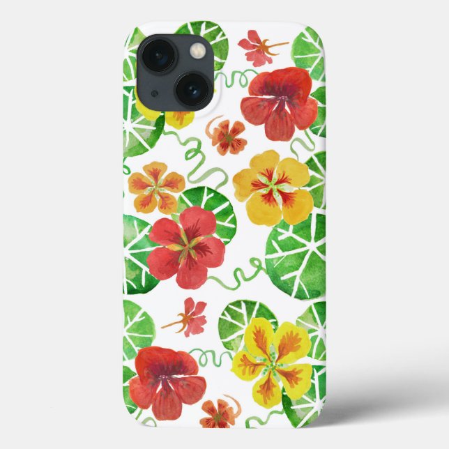 Flores de Nastúrcios em Aquarela Desenhadas à Mão (Verso)
