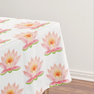 Flores de Nenúfar Rosa em Toalha de Mesa Branca