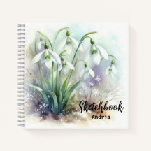 Flores de Neve Aquarela Esboço