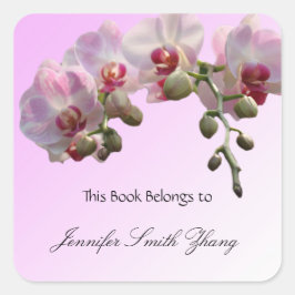 flores de orquídea rosa, adesivos de livro.