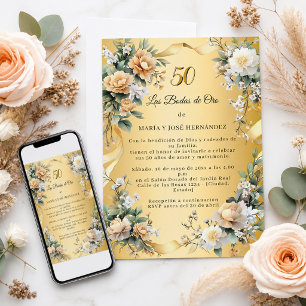 Flores de Ouro Convite Bodas de Ouro