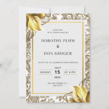 Flores de Ouro Elegantes Convites para Casamento