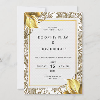 Flores de Ouro Elegantes Convites para Casamento