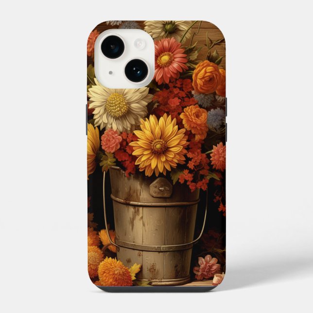 Flores de outono rústicas marrom dourado laranja b (Verso)