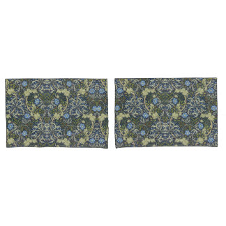 Flores De Padrões Florais Elegantes Azul Verde-Alg