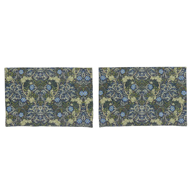 Flores De Padrões Florais Elegantes Azul Verde-Alg (Frente - conjunto)