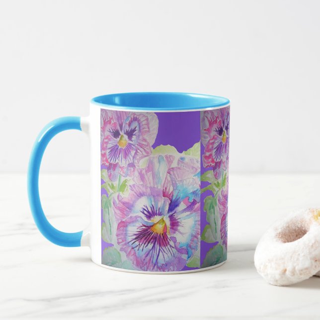 Flores de Pansos Roxos Mãe Caneca (Com Donut)