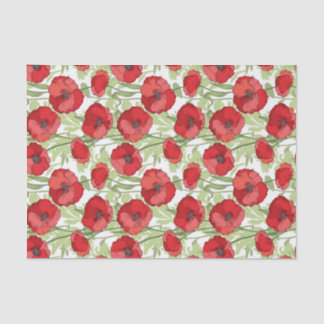 Flores de Papoula Vermelha Papel de Seda Floral