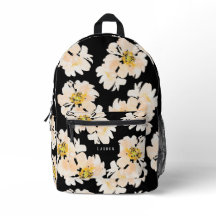 Flores de pedras aquáticas com padrão floral preto