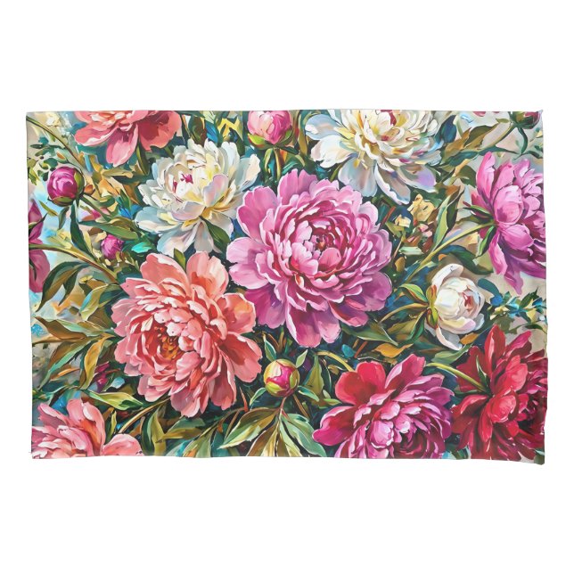 Flores de Peônia Pintadas Coloridas Elegantes (Frente)