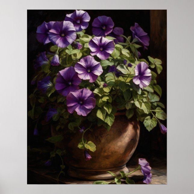 Flores de Petunia Roxas Impressão (Frente)