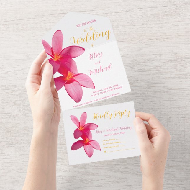 Flores de Plumeria Rosa, Casamento Tropical, Flora (Tearaway)