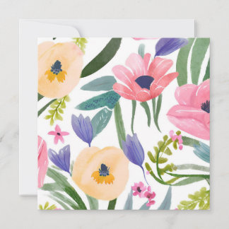Flores de Primavera | Cartão de Aquarela Floral Pa