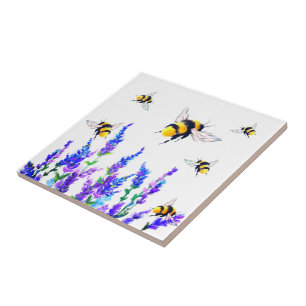 Flores de primavera de Azulejos cerâmicos de abelh