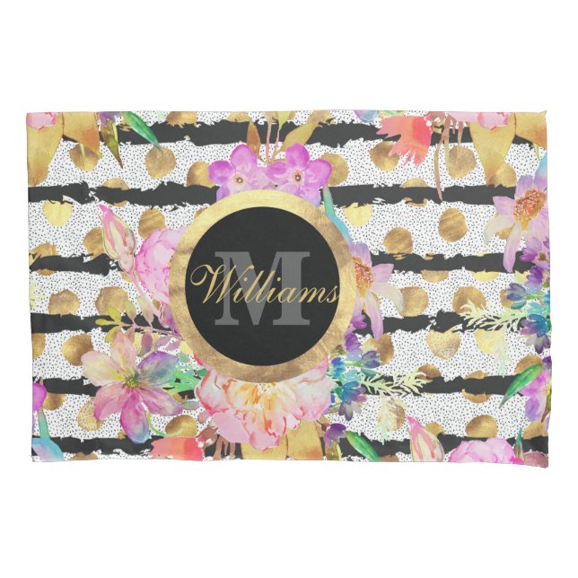 Flores de primavera elegantes e listras design (Frente)