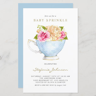Flores de primavera no Teacup Baby Sprinkle Invita