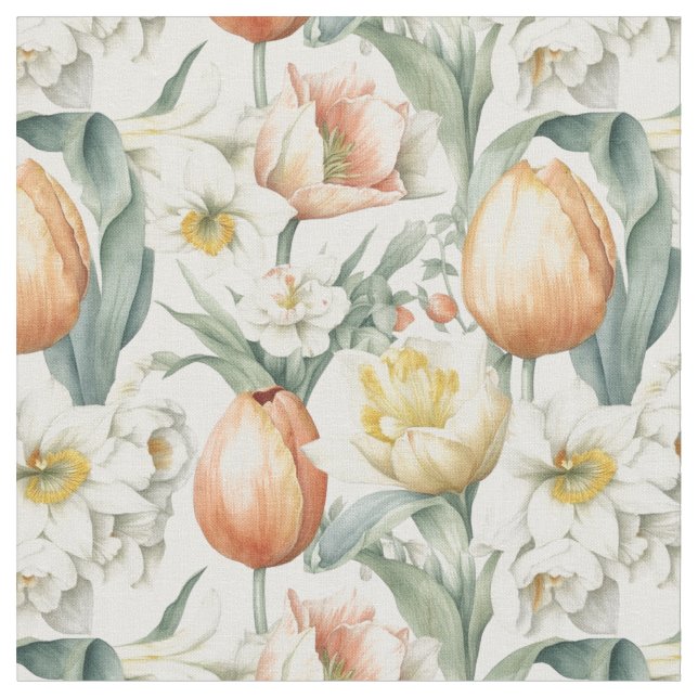 Flores de primavera Tulipas tecido Padrão de Daffo (Detalhe)