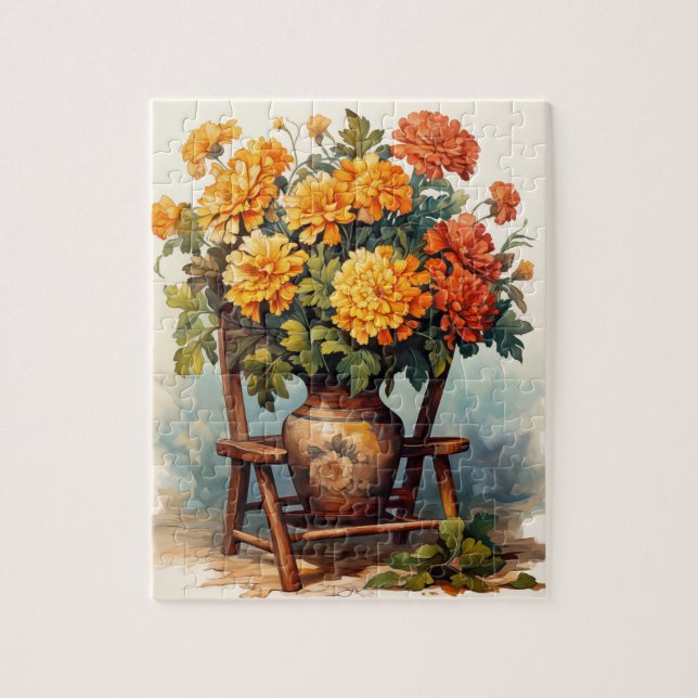 Flores De Queda Marigold Quebra-cabeça 110 Pcs. 8" (Vertical)