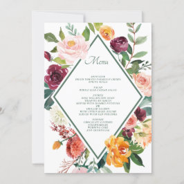 Flores de Queda Rústica Cartões de Menu de Casamen