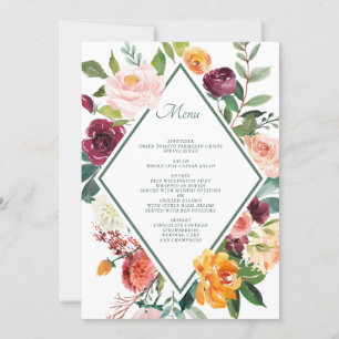 Flores de Queda Rústica Cartões de Menu de Casamen