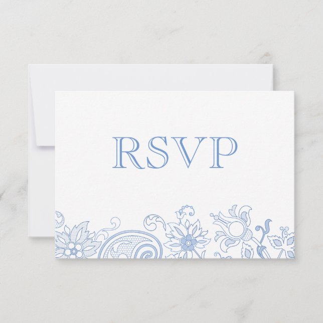 Flores de Renda de Qualquer Cor Doodle RSVP de Cas (Frente)