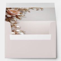 Flores de Rosa Suave e Branco Pérolas Envelope