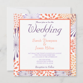 Flores de Roxo e Coral Flores Convites para Casame