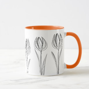 Flores De Tulipas Que Desenham Caneca De Jardineir