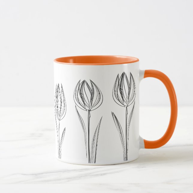 Flores De Tulipas Que Desenham Caneca De Jardineir (Direita)