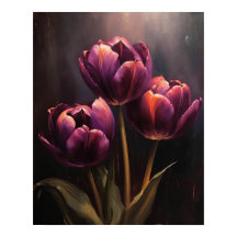 Flores de Tulipas Roxas Impressão