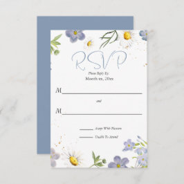Flores de Verão Casamento Azul RSVP