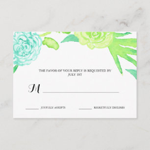Flores de Verão de Aquarela RSVP de Casamento