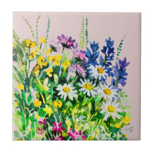 Flores de Verão selvagens azulejo de cerâmica