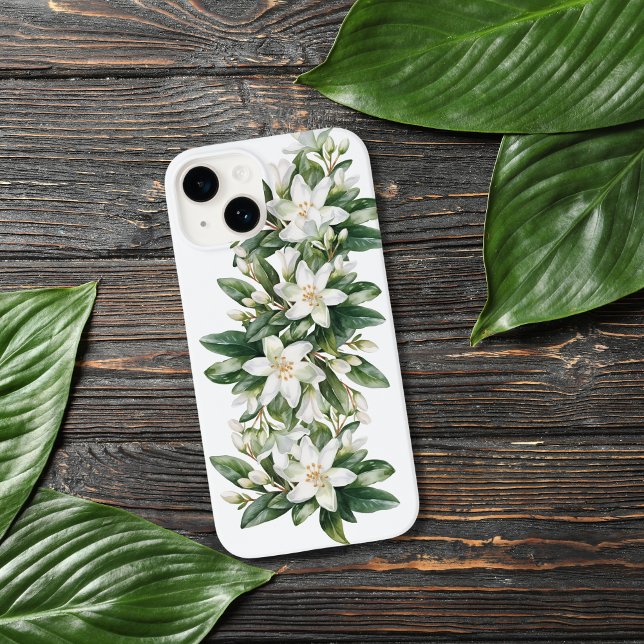 Flores De Verniz Branco (White Floral Flowers Greenery iPhone Case)